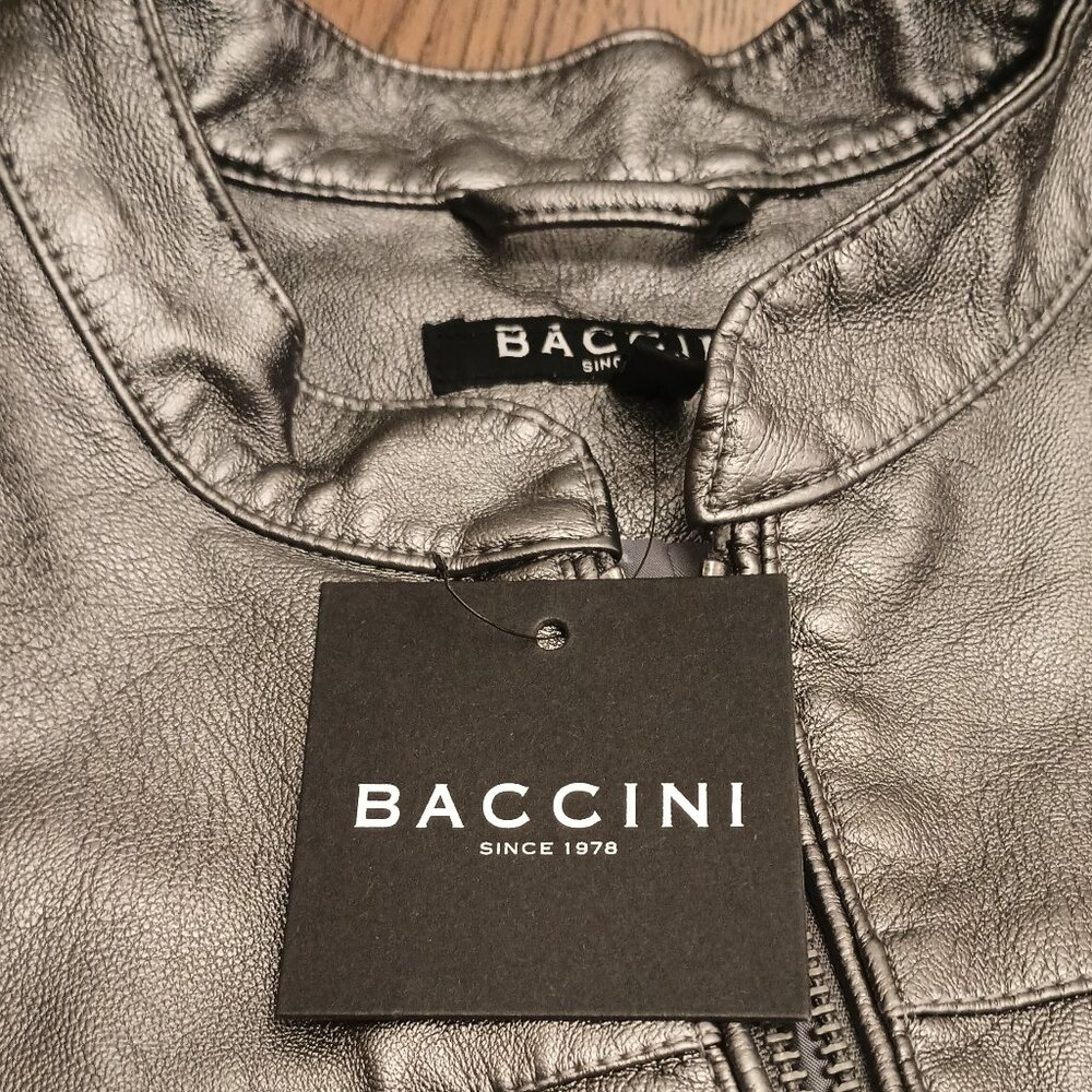 Baccini Size L Pewter Faux Leather Jacket (NWT) - Picture 4 of 15